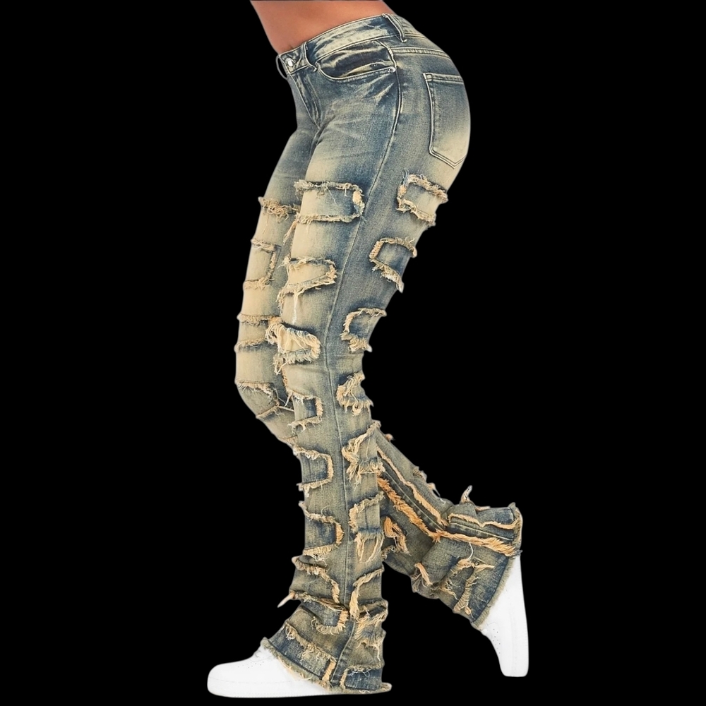 Tinted Dark Wash Stacked Flare Jeans ▪︎  Dark Wash Blue ▪︎ Sz XL